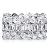 Emerald & Pear & Marquise Cut Wedding Band - Sterling Silver Triple Row Ring