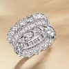 Emerald & Pear & Marquise Cut Wedding Band - Sterling Silver Triple Row Ring