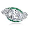 Vintage Marquise Cut Engagement Ring for Women in Rhodium-Plated Sterling Silver