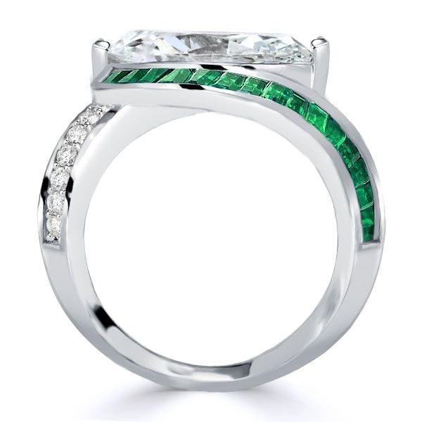 Vintage Marquise Cut Engagement Ring for Women in Rhodium-Plated Sterling Silver