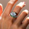Vintage Marquise Cut Engagement Ring for Women in Rhodium-Plated Sterling Silver