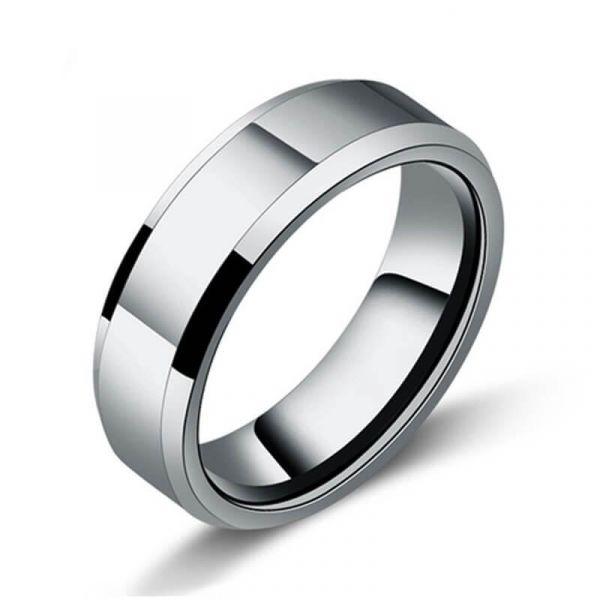 Halo Cushion White Sapphire Wedding Ring Set - Sterling Silver & Titanium