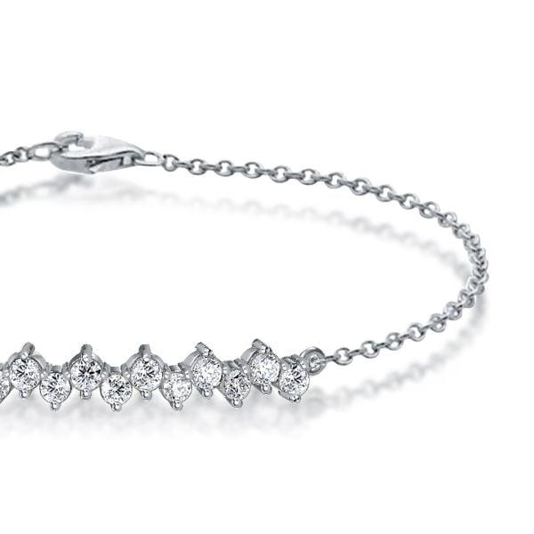Sterling Silver Round Cut Chain Bracelet | 0.70 CT. TW. | Rhodium Plated