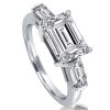 2.33 CTW Engagement Ring Sterling Silver with Rhodium Finish