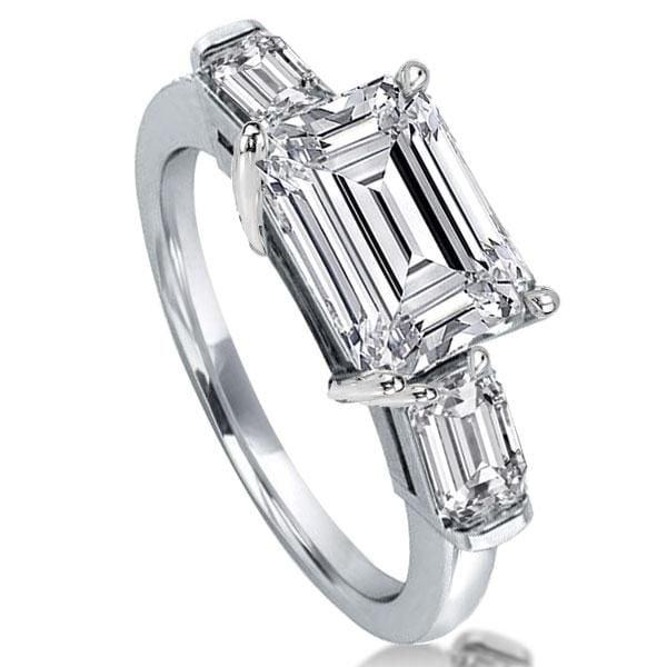 2.33 CTW Engagement Ring Sterling Silver with Rhodium Finish