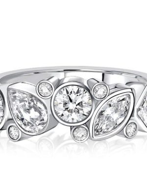 Bezel-Set Multi-Shape Half Eternity Anniversary Band in Sterling Silver (2.00 CT. TW.)