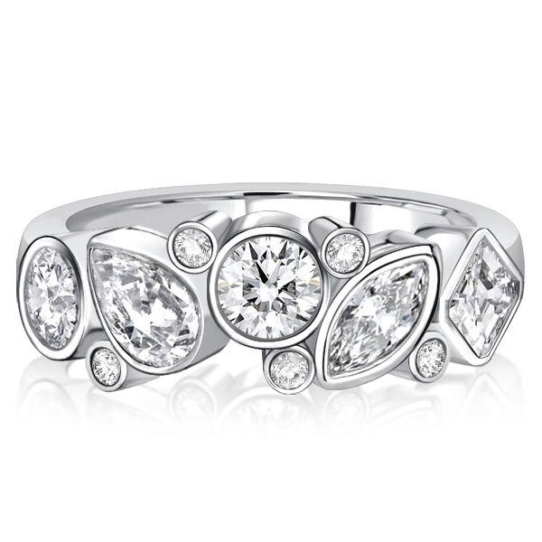 Bezel-Set Multi-Shape Half Eternity Anniversary Band in Sterling Silver (2.00 CT. TW.)