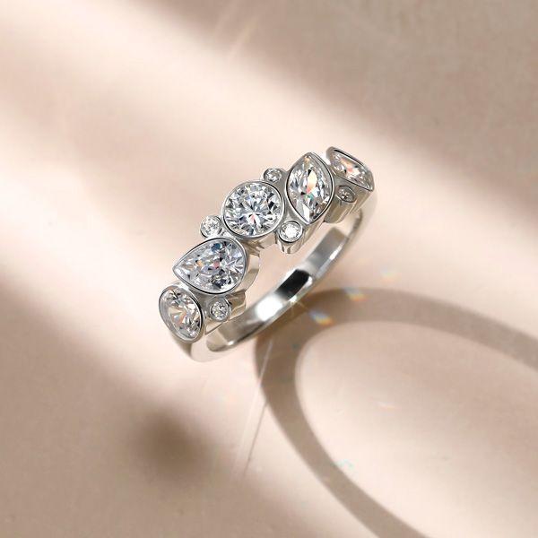 Bezel-Set Multi-Shape Half Eternity Anniversary Band in Sterling Silver (2.00 CT. TW.)