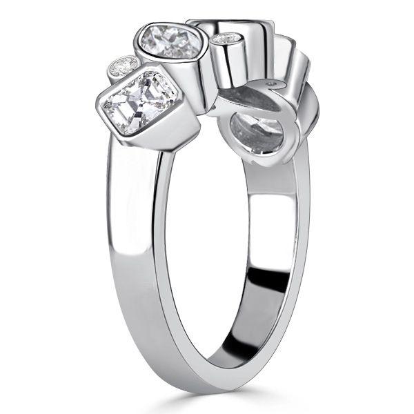 Bezel-Set Multi-Shape Half Eternity Anniversary Band in Sterling Silver (2.00 CT. TW.)