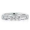 Thin Baguette Wedding Band - Sterling Silver Ring with 0.48 CT. TW