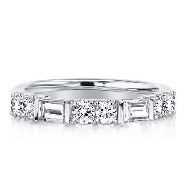 Thin Baguette Wedding Band - Sterling Silver Ring with 0.48 CT. TW