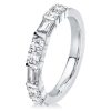 Thin Baguette Wedding Band - Sterling Silver Ring with 0.48 CT. TW