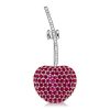 Ruby & Sapphire Cherry Brooch - 925 Sterling Silver - Round Cut Gemstones
