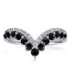 Black Chevron Wedding Band for Women - Sterling Silver Matching Ring