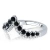 Black Chevron Wedding Band for Women - Sterling Silver Matching Ring
