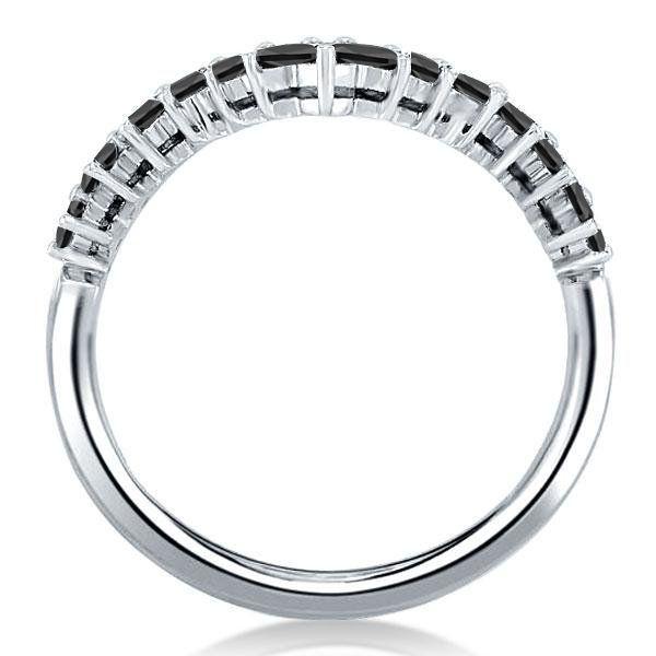 Black Chevron Wedding Band for Women - Sterling Silver Matching Ring