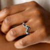 Black Chevron Wedding Band for Women - Sterling Silver Matching Ring