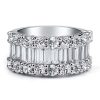 Three Row Half Eternity Sterling Silver Wedding Band - 3.75 TW