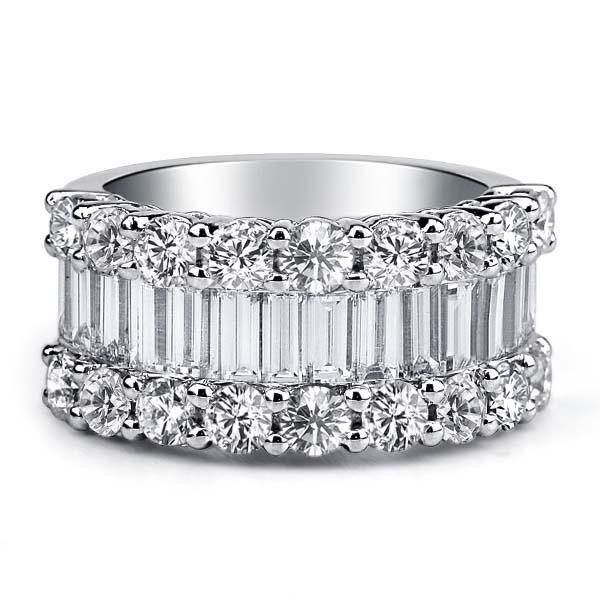 Three Row Half Eternity Sterling Silver Wedding Band - 3.75 TW