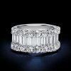 Three Row Half Eternity Sterling Silver Wedding Band - 3.75 TW