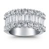 Three Row Half Eternity Sterling Silver Wedding Band - 3.75 TW