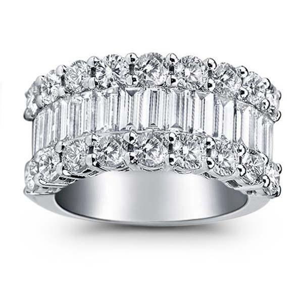 Three Row Half Eternity Sterling Silver Wedding Band - 3.75 TW