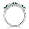 Asscher Cut Green Emerald Wedding Band - 925 Sterling Silver Ring