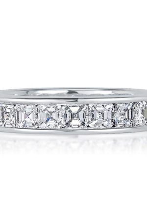 Asscher Cut White Sapphire Eternity Band - 925 Sterling Silver Wedding Ring