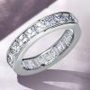 Asscher Cut White Sapphire Eternity Band - 925 Sterling Silver Wedding Ring