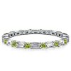 Peridot Eternity Wedding Band - Baguette Cut 925 Sterling Silver Ring