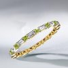 Peridot Eternity Wedding Band - Baguette Cut 925 Sterling Silver Ring