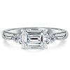 Emerald Cut Three Stone Ring - 925 Sterling Silver - Travel Wedding, 1.95 CTW