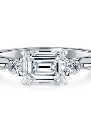Emerald Cut Three Stone Ring - 925 Sterling Silver - Travel Wedding, 1.95 CTW