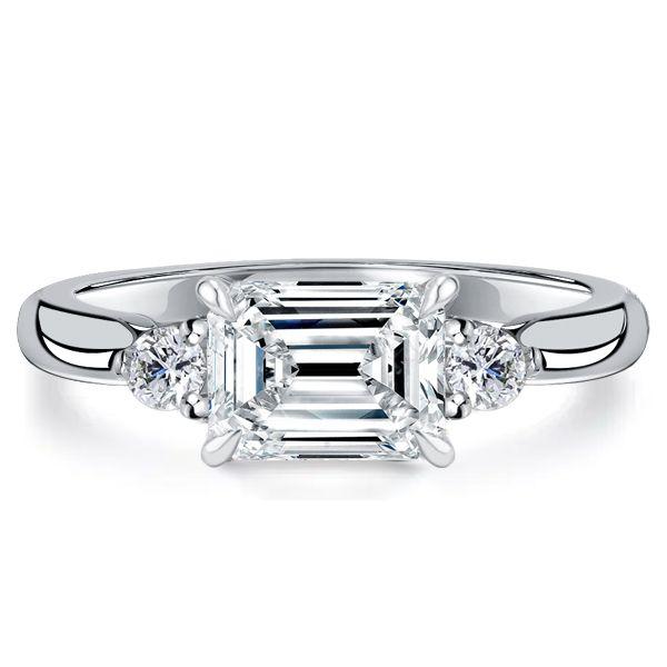 Emerald Cut Three Stone Ring - 925 Sterling Silver - Travel Wedding, 1.95 CTW