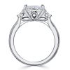 Emerald Cut Three Stone Ring - 925 Sterling Silver - Travel Wedding, 1.95 CTW