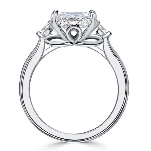 Emerald Cut Three Stone Ring - 925 Sterling Silver - Travel Wedding, 1.95 CTW