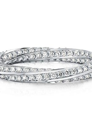 9.25 CT. TW. Round Cut Infinity Eternity Wedding Band in Rhodium-Plated Sterling Silver