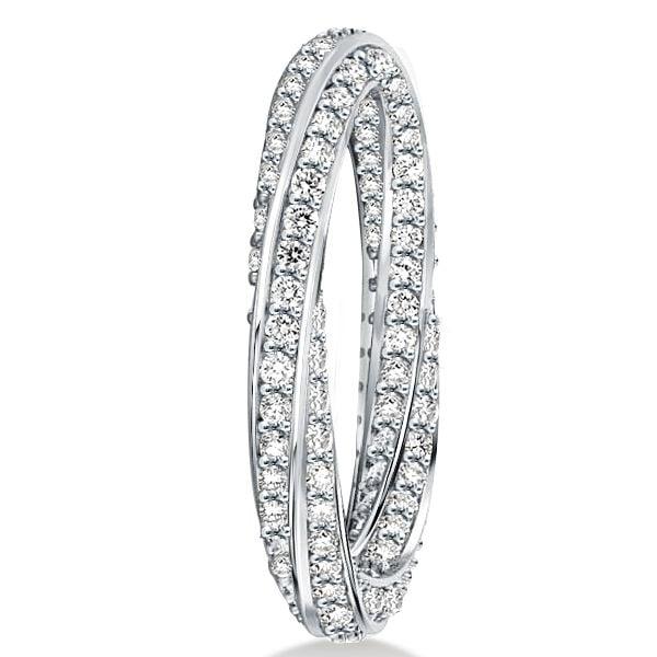 9.25 CT. TW. Round Cut Infinity Eternity Wedding Band in Rhodium-Plated Sterling Silver