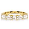 Pearl Eternity Band Ring - 925 Sterling Silver Wedding Band - Gold/Rose Gold Options