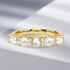 Pearl Eternity Band Ring - 925 Sterling Silver Wedding Band - Gold/Rose Gold Options