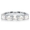 Pearl Eternity Band Ring - 925 Sterling Silver Wedding Band - Gold/Rose Gold Options
