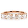 Pearl Eternity Band Ring - 925 Sterling Silver Wedding Band - Gold/Rose Gold Options