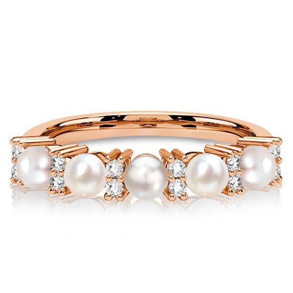 Pearl Eternity Band Ring - 925 Sterling Silver Wedding Band - Gold/Rose Gold Options
