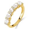 Pearl Eternity Band Ring - 925 Sterling Silver Wedding Band - Gold/Rose Gold Options