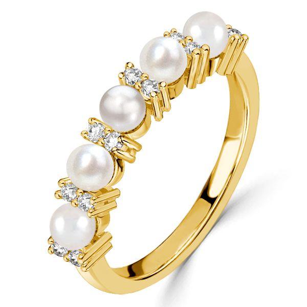 Pearl Eternity Band Ring - 925 Sterling Silver Wedding Band - Gold/Rose Gold Options