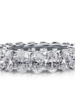 Eternity Oval Created White Sapphire Wedding Band - Platinum Style Sterling Silver