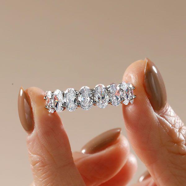 Eternity Oval Created White Sapphire Wedding Band - Platinum Style Sterling Silver