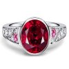 Oval Cut Ruby Bezel Setting Engagement Ring for Women in 925 Sterling Silver