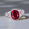 Oval Cut Ruby Bezel Setting Engagement Ring for Women in 925 Sterling Silver