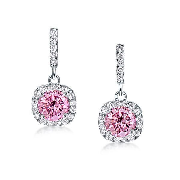 Pink Drop Earrings - Sterling Silver 925 - Women's Jewelry